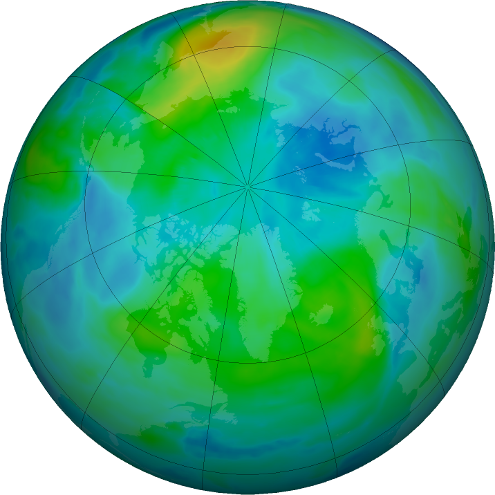 Arctic ozone map for 05 October 2022